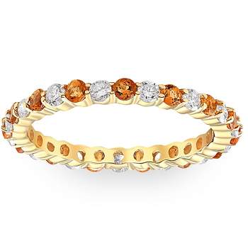 Pompeii3 1 cttw Citrine & Diamond Wedding Eternity Stackable Ring 10k Yellow Gold
