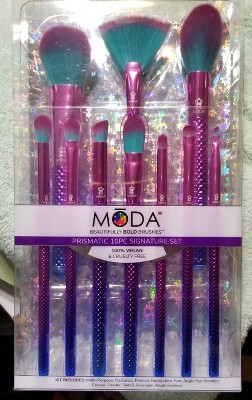 Moda Brush Prismatic Signature 10pc Makeup Brush Kit, Includes Radiance,  Blender, And Crease Makeup Brushes : Target