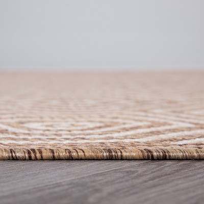 Modern Geometric Brown Synthetic 8' x 10' Flatwoven Area Rug