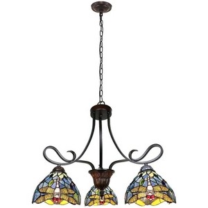 Chloe Lighting Sunniva Dragonfly Tiffany-Style 3 Light Chandelier 25 Inch Wide - 1 of 4