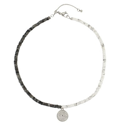 Slate by Rebl Beads & Pendant Necklace  Stainless Steel