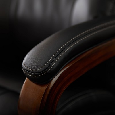 Trafford High-Back Swivel Black Leather Executive Chair with Memory Foam