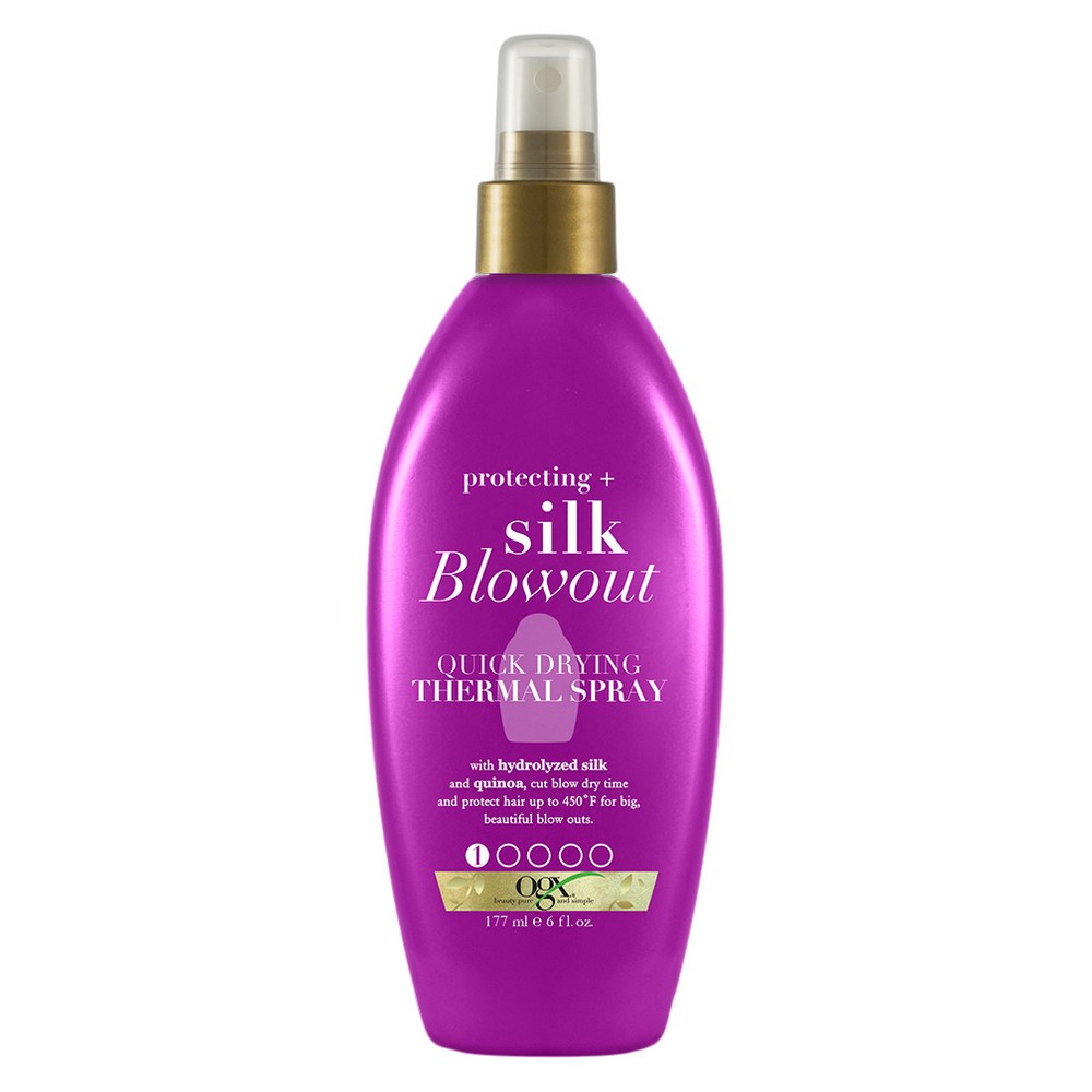 Photos - Hair Styling Product OGX Protecting + Silk Blowout Quick Drying Thermal Spray - 6 fl oz 