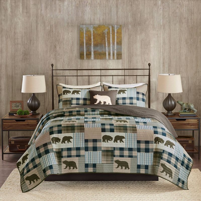 4pc T Falls Oversized Reversible Quilt Set Brown/Blue - Woolrich, 3 of 8