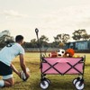 VisioGear Collapsible Foldable Wagon Cart with Strapping, Wagon Grocery Cart for Camping Shopping Sports, Pink, 25.98"*17.32"*37.4" - 2 of 4