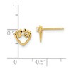 Black Bow Jewelry Kids 7mm Heart and Cubic Zirconia Bow Post Earrings in 14k Yellow Gold - 3 of 4