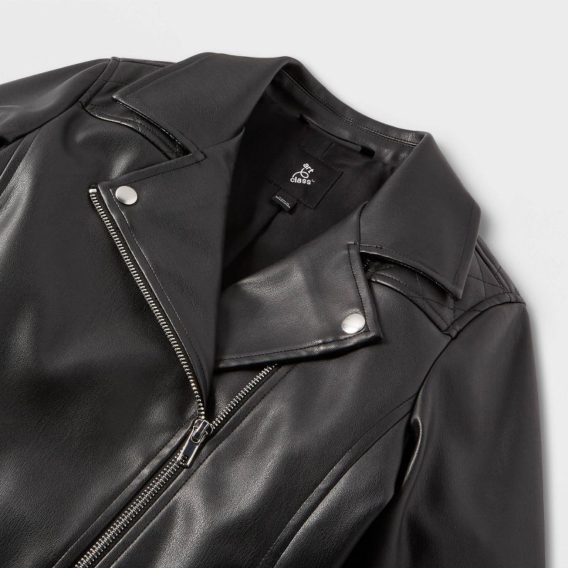 Girls' Faux Leather Jacket - art class™ Black, 3 of 7