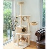 Armarkat 72" H Pet Real Wood Cat Tower, Tower EntertaInment Furniture With Lounge Basket, Perch, A7204 - 2 of 4
