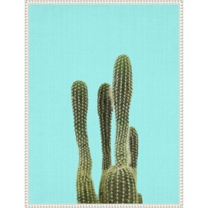 Amanti Art Turquoise Cactus by Lola Peacock Canvas Wall Art Print Framed - 1 of 4