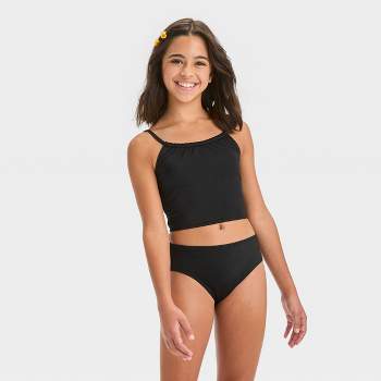Girls' 'Let it Shine' Solid Midkini Set - art class™ Black