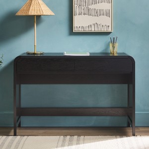 MDF Curved Waterfall Transitional Desk with Drawers and Spacious Work Surface and Statement Pulls and Durable Warp - 1 of 4