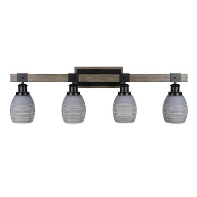 Toltec Lighting Tacoma 4 - Light Vanity in  Black/Painted Wood with 5" Gray Matrix Shade