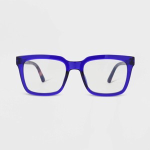 Women's Tortoise Print Gloss Plastic Square Blue Light Filtering Glasses - Universal Thread™ Blue - 1 of 2