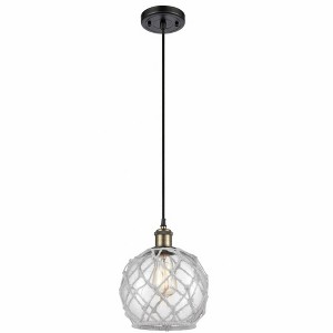 Farmhouse Rope - 1 Light Cord Hung Mini Pendant In Industrial Style-10 Inches Tall and 8 Inches Wide - 1 of 1