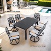 TiramisuBest 7-Piece Aluminum Patio Set,6 Swivel Rockers,Cushions, Branch-Inspired Backrest, Rectangular Table w/Umbrella Hole (Bourbon Brown) - 3 of 4