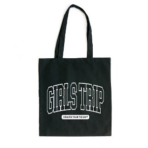 City Creek Prints Girls Trip Varsity Canvas Tote Bag - 15x16 - Black - 1 of 2