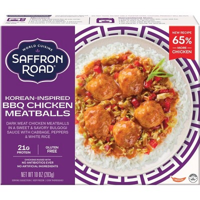Saffron Road Gluten Free Frozen Korean BBQ with Chicken Meatballs - 10oz.