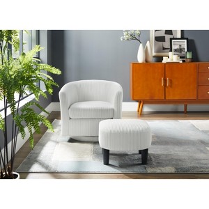 MAYEERTY 360° Swivel Corduroy Recliner Armchair with Ottoman for Living Room/Bedroom (Black) - 1 of 4