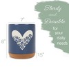 Elanze Designs Floral Heart Flowers Arrangement Ceramic Cork Bottom Navy Blue Large Capacity Utensil Holder Crock for Countertop Storage, Stylish & - 2 of 4