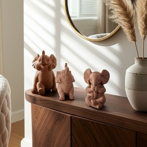 Sagebrook Home Set of 3 Yoga Elephant Figurines - Classic Polyresin Sculpture of Yoga Posed Eleplants - Home, Office, Yoga - 1 of 4