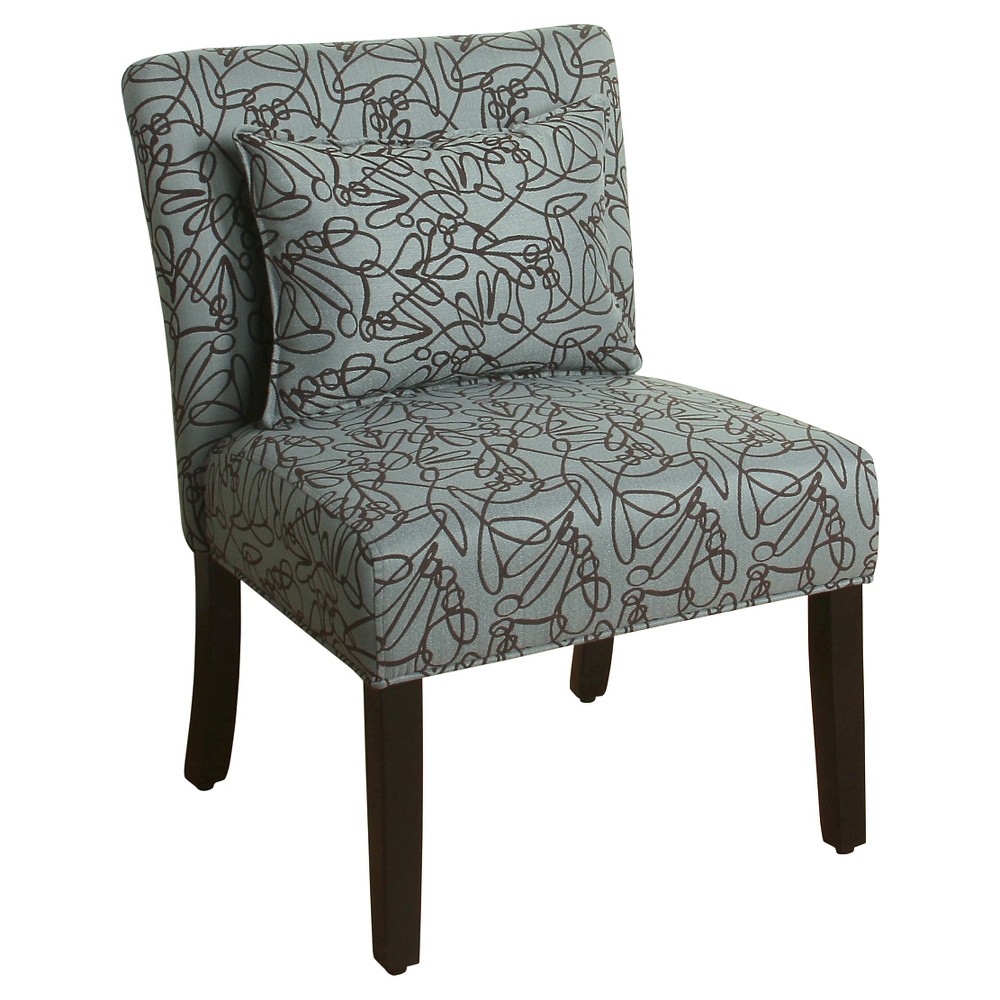 Photos - Chair Parker Accent  with Pillow - Blue Graphite - HomePop