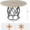 Round Table for 4 to 6 People, 120cm Dining Table with Metal Base in Diamond Shape, Round Farmhouse Wood Table for Kitchen, Living Room - 2 of 4