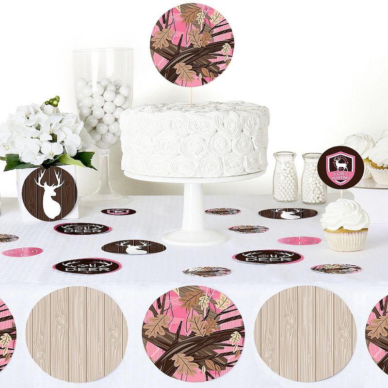 Big Dot of Happiness Pink Gone Hunting - Deer Hunting Girl Camo Baby Shower Birthday Party Giant Circle Confetti - Party Décor - Large Confetti 27 Ct, 5 of 8