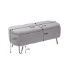 CAVINAS Faux Fur Fabric Storage Ottoman Bench with Gold Legs,Upholstered Storage Ottoman,Storage Bench for Living Room,Bedroom - 3 of 4