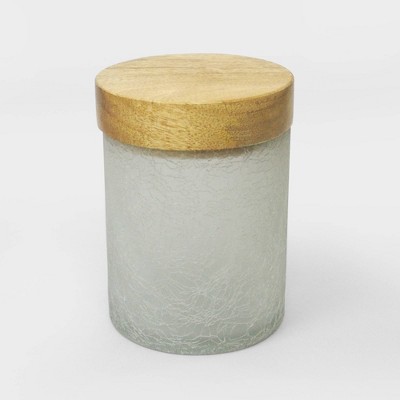 Smoke Glass Canister Large with Wooden Lid Off-White - Nu Steel