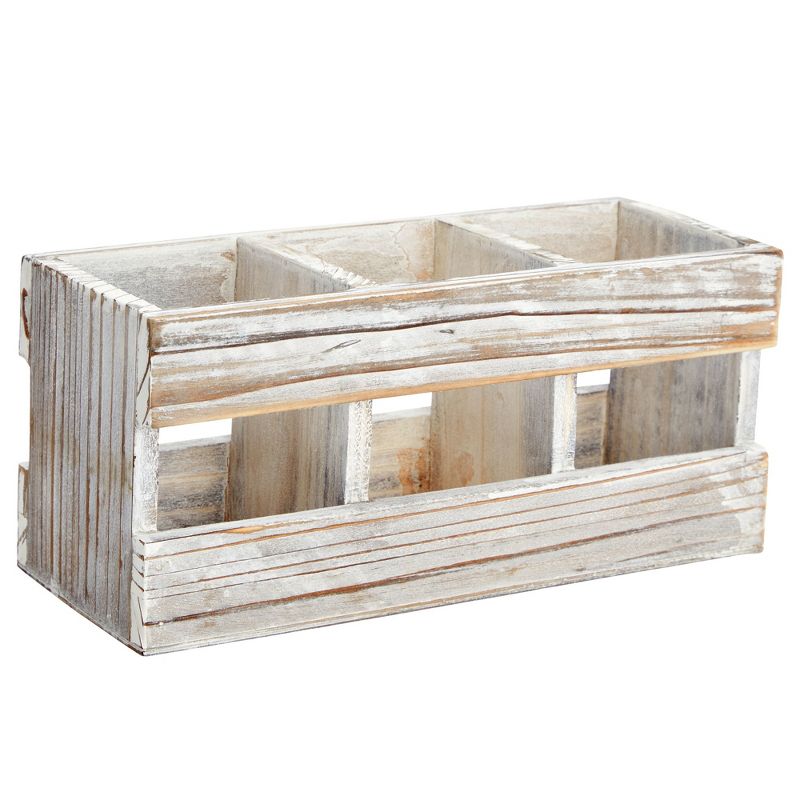Juvale Rustic-Style Desk Pencil Holder with 3 Compartments - Farmhouse Decor and Wooden Organizer for Office Accessories, 5 of 9