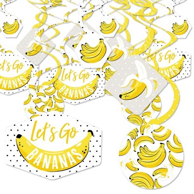 Big Dot of Happiness Let's Go Bananas - Tropical Party Hanging Decor - Party Decoration Swirls - Set of 40