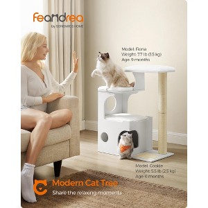 WoodyWonders 33.8-Inch Modern Cat Tower with 3 Perches, Scratching Post & Cave, Includes 4 Washable Cushions - 1 of 4