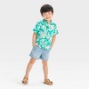 Toddler Boys' Palm Printed Gauze Shirt - Cat & Jack™ Green - 3 of 3