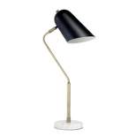 Asymmetrical Marble and Metal Desk Lamp with Sloped Shade Antique Brass - Lalia Home