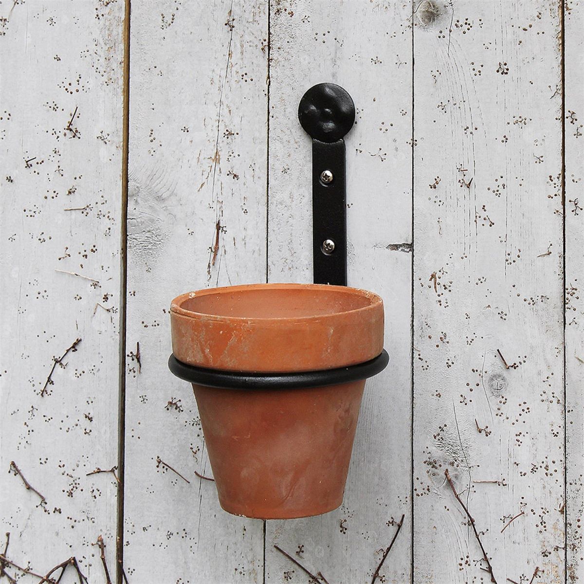 Set of 2 4" Wall Mounted Flower Pot Holder Ring Brackets Black - ACHLA Designs: Indoor/Outdoor Iron Plant Hangers - thumbnail 5