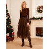 Women's Tulle Fairy Midi Skirt - A-Line Tiered Long Skirt with High Elastic Waist Brown - 2 of 4