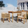 Acacia Wood Outdoor Set of 2 Dining Chairs with Stylish Rope Handles,Waterproof Cushions for Relaxing Patio Meals-The Pop Home - 2 of 4