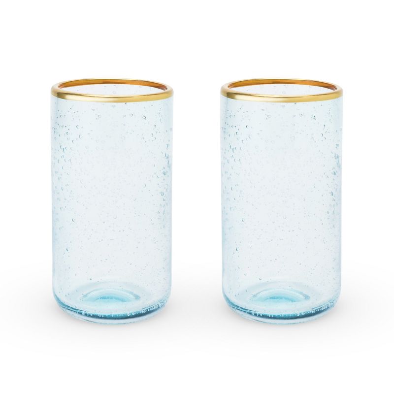 Twine Aqua Bubble Gold Rim Glass Tumblers, Tinted, 1 of 8
