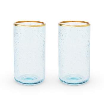 Twine Aqua Bubble Gold Rim Glass Tumblers, Tinted