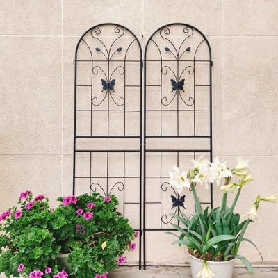 Maggift Patio Decorative Screens, Iron Arch Decoration Garden Trellis, for Outdoor for Climbing Plants Support, Flowerbed, Black, 40"*19.7"*71"