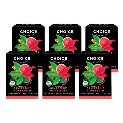 Choice Organics Herbal Grapefruit Honeybush Tea 96 ct , 6 Pack