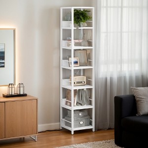 Hommoo 6-Tier Corner Shelf, Narrow Bookshelf Storage Rack - 1 of 4