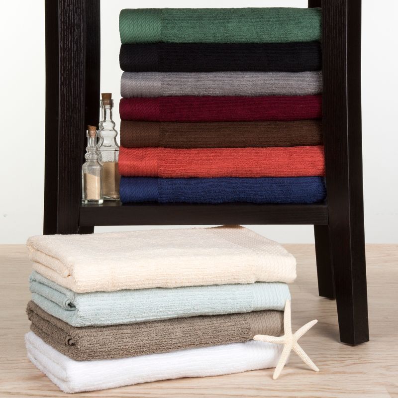 Hastings Home Ribbed Cotton Towel Set - 10-Pcs, Bone, 4 of 6