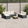 vidaXL Patio Sofa Set with Cushions Garden Furniture 5 Piece Poly Rattan Acacia - Black - 2 of 4
