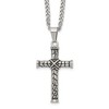 Chisel Stainless Steel Antiqued and Polished Cross Pendant Necklace 22" Curb Chain - 2 of 4