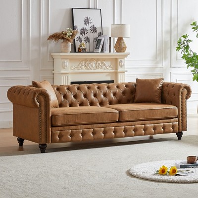 SKRAN Chesterfield Sofa with Rolled Arms 3 Seater with Button Design and for Apartment,Living Room