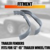 66" x 9.1" x 20" Steel Plate Tandem Axle Trailer Fenders, Heavy Duty Tandem Round Trailer Fenders Compatible with 13"-15" Wheels, Set of 2, Grey - 3 of 4