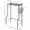 Black Metal Over Toilet Standing Shelf with Vintage Scrollwork Accents and Magazine Basket Freestanding Bathroom - 3 of 4