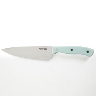 Kenmore Kane 14-Piece Glacier Blue Stainless Steel Cutlery Set with Rubber Wood Block