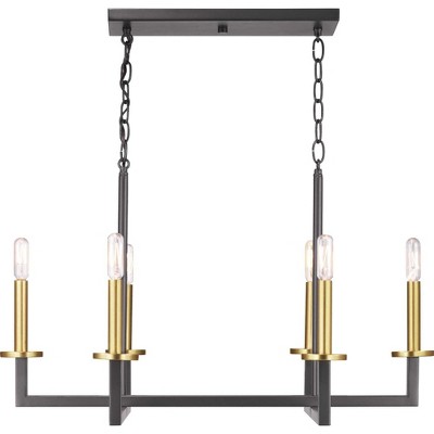Graphite and Satin Brass 6-Light Linear Chandelier